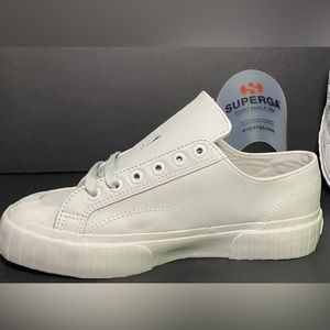 Superga Women's 2750 Nappaleau Sneaker, White, Leather, Size 6.5